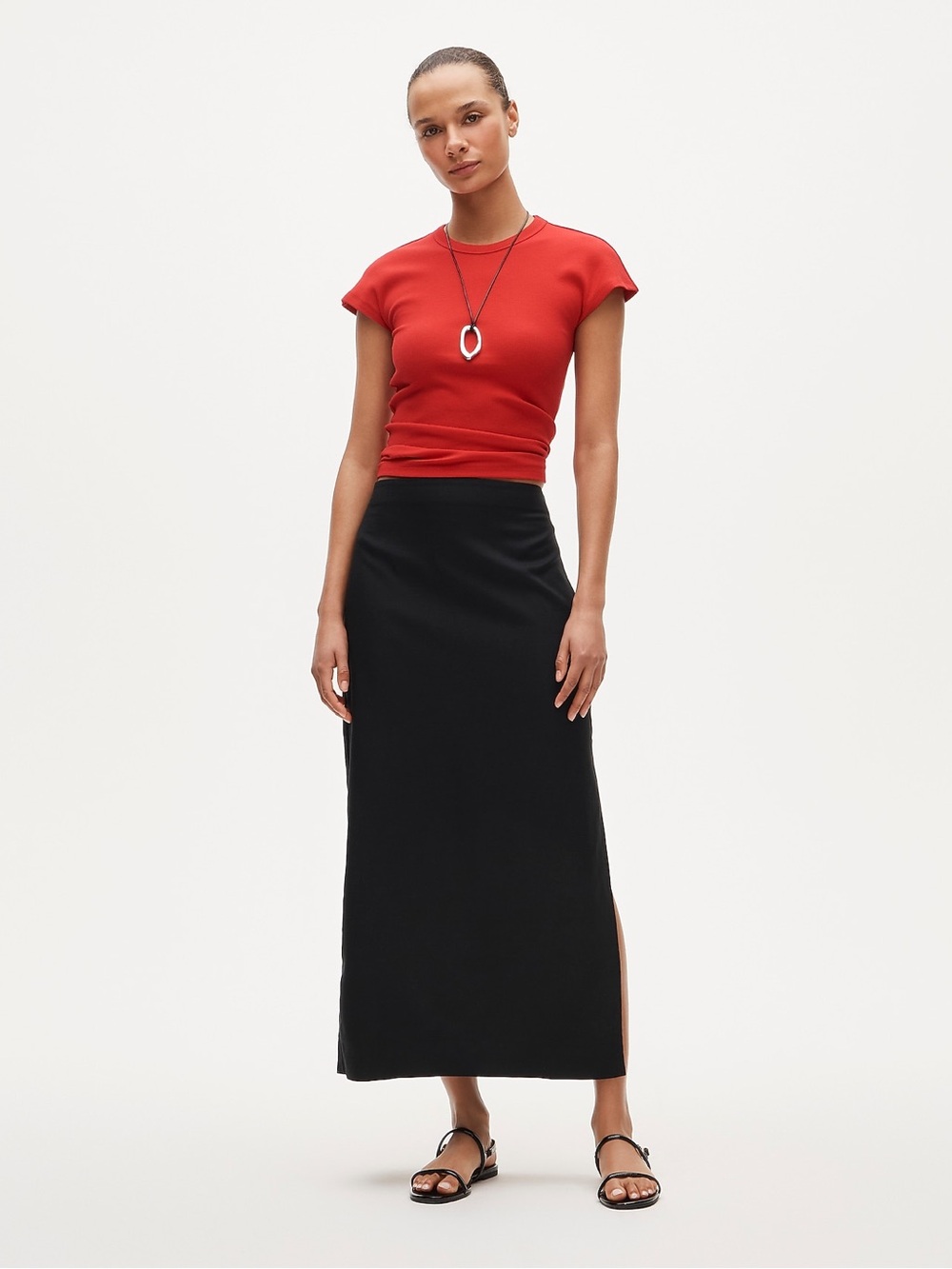 J. Crew Black Maxi Skirt with Side Slit